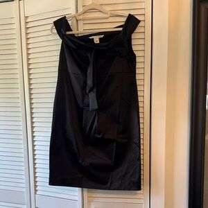 Diane Von Furstenberg Black Satin Tie-Front Pencil Skirt